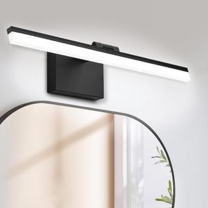 31.5 Inch Modern LED Bathroom Vanity Light Bar, 18W IP44 Black Mirror Lighting Fixture Over Mirror, 330° Rotatable 6000K Morden Picture Lights for Paintings, Led Bathroom Lighting