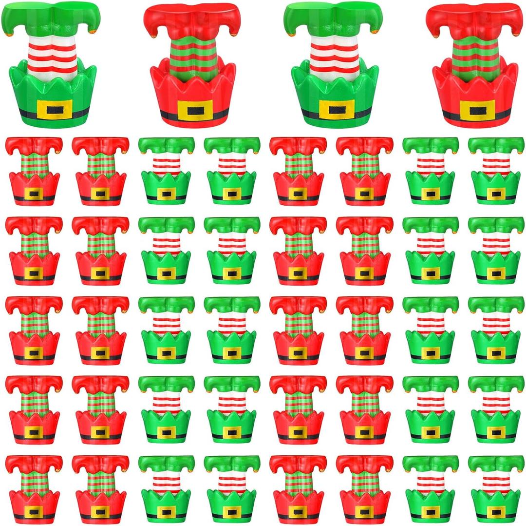 50 Pcs Christmas Mini Elf Figures Tiny Resin Elves Elf Legs Figurines Xmas Ornaments for Goodie Bag Fillers Winter Xmas Stocking Stuffers Birthday Gifts Table Decorations