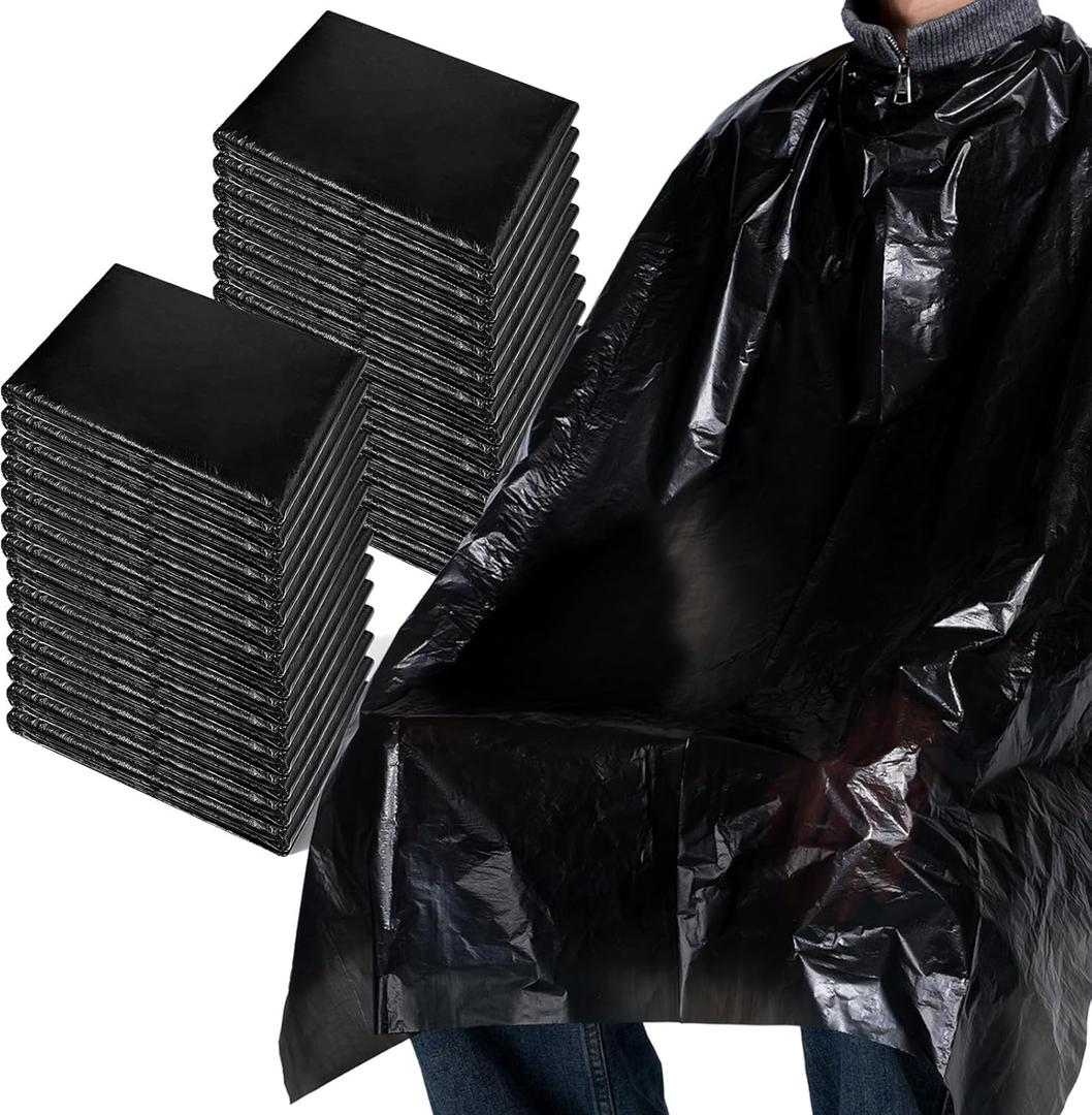 100 Pcs Disposable Salon Cape, Disposable Capes Hair-Salon, Hair Stylist Waterproof Shampoo Apron for Barbers,Beauty Salon,Hair Dye,Perming (51.2 x 36.2 Inch,Black)