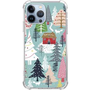 Qimulgociz Aesthetic Christmas Village Trees and House Case for iPhone 13 Pro, Winter Silvan Snow Ground with Fox Cover for Girls Boys Women Men, Trendy TPU Bumper Cover Case for iPhone 13 Pro