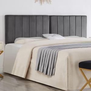 24KF Dark Gray Wall Mounted Vertical Channel Design King Headboard, Soft Comfortable Velvet Padded King/CA King Size Headboard-6036-K-Dark Gray