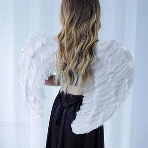 Halloween Feather Angel Wings Cosplay Costumes Dress Party Christmas Props for Adult Women Girls (31.5 * 23.6 inches) (White)