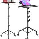 Projector Stand on Wheels with Shelve, Laptop Tripod Stand Height Adjustable with Gooseneck Phone Holder, Laptop Floor Stand for Office, Home, Stage, Studio, DJ Racks Holder Mount 1Pack
