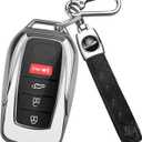 QBUC for Toyota Key Fob Cover with Keychain, Fit for Toyota Venza Corolla Cross Grand Highlander Tundra RAV4 Prime Prius Land Cruiser Sequoia Sienna Crown Tacoma 2025 Camry (Silver)