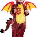 Spooktacular Creations Halloween Dragon Costume Toddler, Dinosaur Costume Kids with Eggs for Baby Halloween Dress Up Party (6-12 Months, Red)