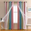 XiDi Dream Star Blackout Curtains for Kids Rooms Girl Princess Curtain for Daughter Bedroom Window (Pink Blue, W52 X L63)