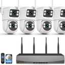 4MP PTZ Dual Lens Wireless Security Camera System WiFi Cameras 500G HDD