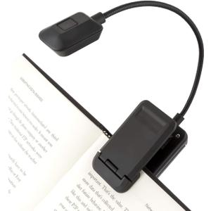 WITHit Quad Clip On Book Light  Black  LED Reading Light with Clip for Books and eBooks, Dimmable Brightness, Portable & Lightweight Bookmark Light for Adults, Batteries Included
