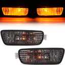 HECASA Pair Turn Signal Light w/Bulbs Compatible with 2001-2004 Toyota Tacoma Replacement for TO2531140 TO2530140 Front Bumper Turn Signal Parking Lamp Smoke Lens Driver & Passenger Side