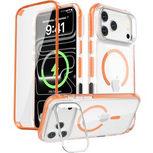 Magnetic for iPhone 17 Pro Case, Built-in Screen Protector Orange