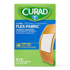 2 Packs CURAD Flex-Fabric Adhesive Bandages, X-Large 2x4, 50 Count