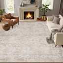 8x10 Area Rugs for Living Room, Machine Washable Rugs, Vintage Non Slip Rug, Faded Style Carpet Stain Resistant, Low Pile Boho Retro Large Rugs for Bedroom Dining Room Indoor Home Office-Beige 8'x10'