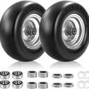2 PCS 11x4.00-5 Flat Free Tires and Wheel, 11x4-5 Smooth Tire with Solid Polyurethane, 3.4"-4.8" Centered Hub, 3/4"& Extra 5/8" Bearings,11x4.00-5 Tire Zero Turn Mowers and Riding Lawn Mower, 350lbs