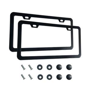 Premium Matte Black License Plate Frame, Solid Rust-Proof Aluminum Holder with 4 Holes, Universal Car Frame for Women and Man