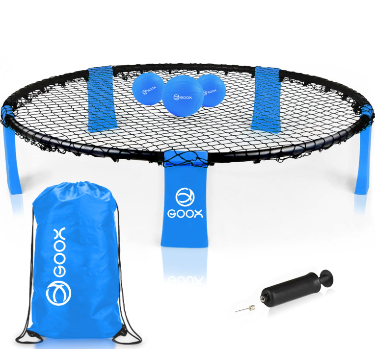 GOOX Outdoor Beach Ball Games with Carrying Bag, 3 Balls, Net and Strip Light (ONLY for Light Up Set)- Played Outdoors, Indoors, Beach, Lawn, Yard and Park 