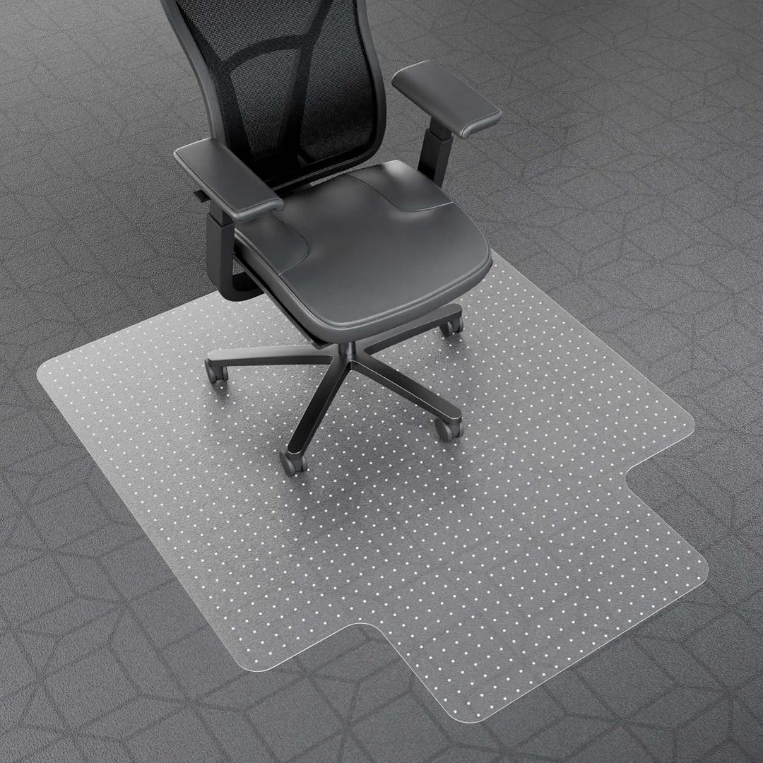 Office Chair Mat for Carpet, 45 x 53 Computer Chair Mat for Carpeted Floors, Smooth Glide Under Desk Carpeted Floor Protector, Carpet Mat for Home Office (with Lip)
