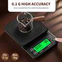 Coffee Scale with Timer - 0.1g Accurate, 3kg Drip Espresso Scale for Pour Over Coffee, Portable Digital Kitchen Food Scale with, LCD Displa, Non-Slip Mat (Including Batteries) - Black