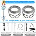 Dog Tie Out Cable and Stake for Camping,with 2x20FT Heavy Duty Cables(up to 200lbs),360°Swivel Dog Run Anchor- No Tangle,Dog Runner for Yard -Ideal for Outdoor Camping