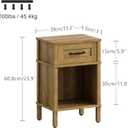 Farmhouse Nightstand with Drawer, Small Wood Bedside Table, Small Rustic Side Table, Modern End Table with Drawer, Wooden Walnut Brown Night Stand for Bedroom LET512DR