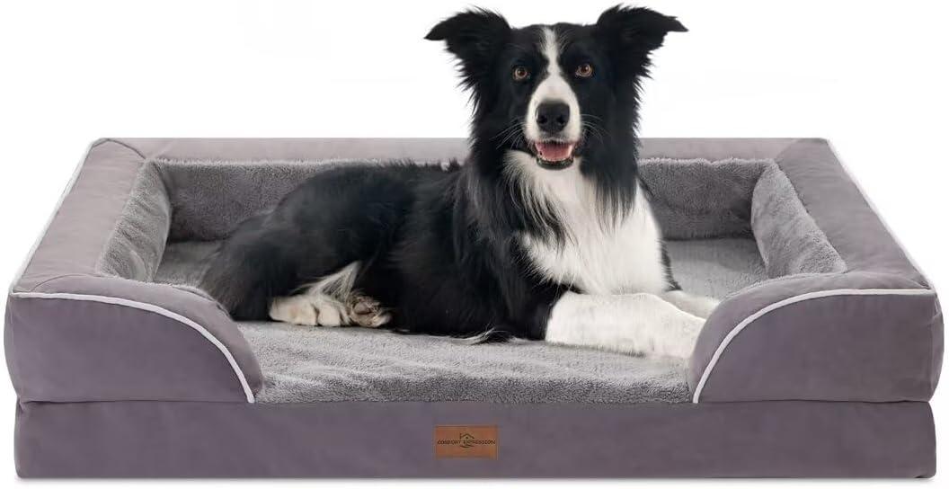 Comfort Expression Large Dog Beds Waterproof Comfy Pet Bed for Dogs Sofa, Orthopedic Foam Dog Beds with Washable Removable Cover & Non-Slip Bottom(Large,Purple) (36.0"L x 27.0"W x 7.5"Th)