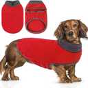 Queenmore Dog Sweater,Soft Fleece Vest Pullover Dogs Jacket with Elastic Stretchable,Warm Winter Dog Coats Cold Weather Doggy Dachshund Sweaters for Small Dogs Cats Boy or Girl (Red, L)