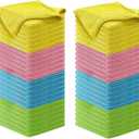 USANOOKS Microfiber Cleaning Cloth - 100Pcs (12.5x12.5 inch) High Performance - 1200 Washes, Ultra Absorbent Towels for Cars Weave Grime & Liquid for Streak-Free Mirror Shine (Multicolor)