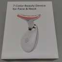 ELISHINE 7 Color Face and Neck Massager Light Therapy, Red Light Based Facial Massager for Skin Care, Smoothing, Firming (White)