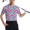 Men's Funny Golf Shirts Hawaiian Polo Shirts 80S Flashes Polo Shirts Funny Hawaiian Beach Summer Golf Polo Shirts (M)