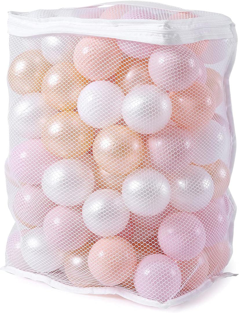 Realhaha Ball Pit Balls 50 100 200 500 Play Balls Plastic Balls for Baby Girls Toddlers Kids Play Tent Pool Playhouse Playpen Party Decoration (Pink White)