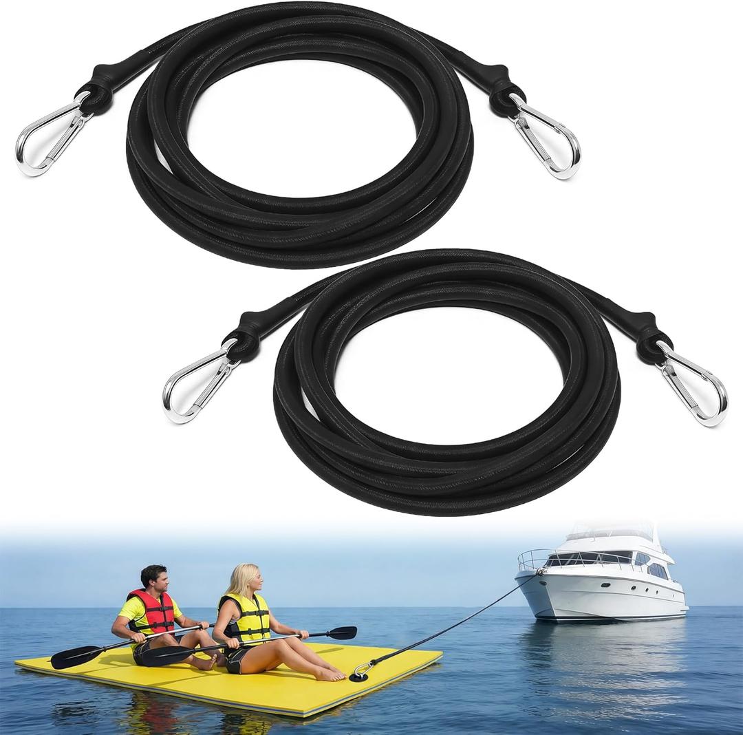 2 Pcs Floating Mat Bungee Cord with Hooks, Floating Mat Tether Kit, Foam Lake Mat Bungee Cords Heavy Duty Outdoor for Fixing Lily Pads, Inflatable Pool, Kayaks, Trailers
