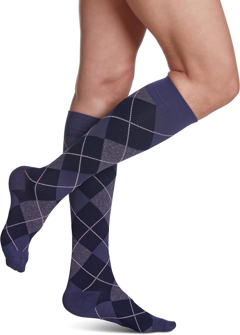 Sigvaris Womens Style Microfiber Patterns 830 Closed Toe Calf-High Socks 20-30mmHg, Medium