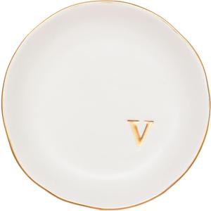 COLLECTIVE HOME - Ceramic Jewelry Tray, Decorative Trinket Dish for Rings Earrings Necklaces Bracelet Watch Keys, Birthday Mother's Day for Women, 4.75", White Surface (V)