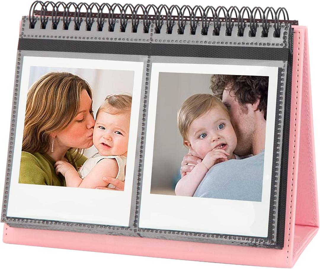 Photo Album for Fujifilm Instax Wide 300 Camera, Polaroid 600 Photo Album, Albums for Polaroid Now+ Now OneStep2 OneStep+ 600 Instant Film Camera, POP Lab Instant Print Camera (64 Pockets pink)