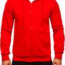 TUVEKE Men's Zip Up Hoodie Athletic Hoodies Long Sleeve Fleece Hooded Sweatshirts Lightweigt With Pockets (S) (Red)