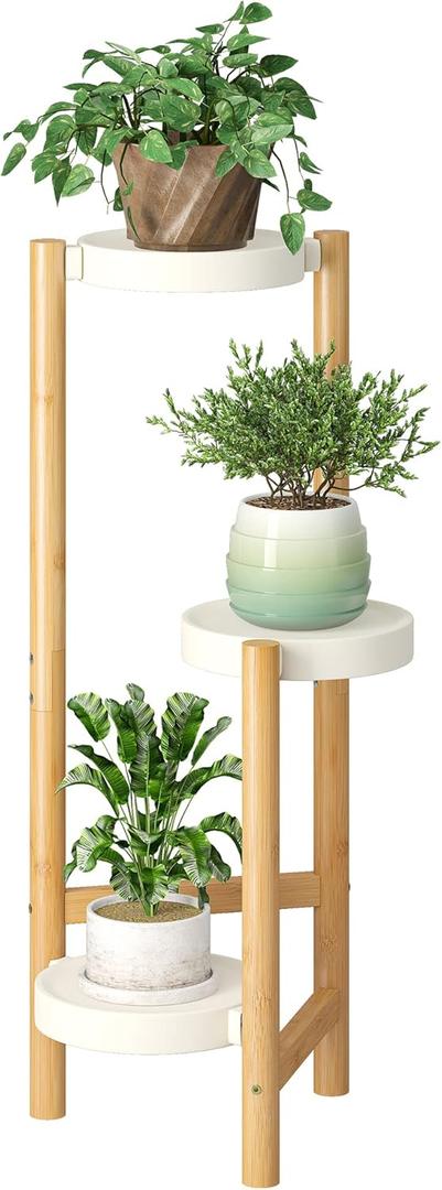 FILWH Plant Stand Indoor Outdoor Plant Rack 3 Tier 3 Potted Flower Holder Ladder Plant Stands for Balcony Window Living Room Garden Patio White