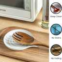 LAUCHUH Spoon Rest, Large Ceramic Spoon Holder for Kitchen Counter Spatula Rest Heat-Resistant Spoon Rest for Stove Top Cooking Utensil Holder, Farmhouse Kitchen Dcor for Mother's Day, Cream, 5 Inch