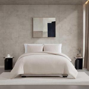 Vera Wang - Queen Comforter Set, Ultra-Soft Chenille Bedding w/Matching Pillowcases, Lightweight for Year Round Comforter, 3 Piece Bed Set (Beige)