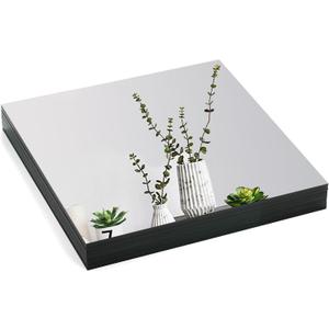 Suwimut Set of 16 Square Mirrors for Centerpieces, 8 x 8 Inch Mirror Tray Candle Plate Wall Mounted Mirrors, Frameless Glass Mirror Tiles for Table Wedding Centerpieces, Party Decor, Crafts