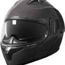 SPARK DOT Approved Modular Flip-Up Dual Visor Motorcycle Full Face Helmet for Adults Men & Women (Carbon Fiber, Large)
