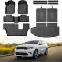 Mixsuper Floor Mat & Cargo Liner for Dodge Durango 7-Seater 2016-2026,All Weather TPE Floor mat with Backrest and Door Sill Guards Durango Accessories,Anti-Slip Floor Liners Set, Black