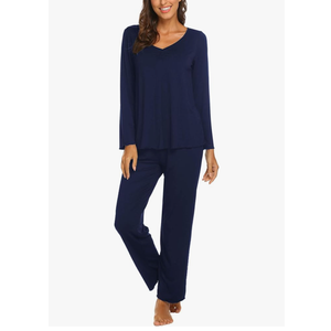 Ekouaer Womens Pajama Sets 2 Piece Lounge Set Fall Winter Pajamas Long Sleeve Pjs Top and Pants Soft Pj Sets Loose Sleepwear Size L