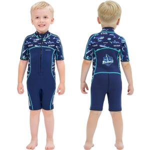 Goldfin Kids Wetsuit for Girls Boys, 2mm 3mm Toddler Shorty Neoprene Front Zip Wet Suits Keep Warm for Water Sports Surfing Snorkeling Swimming