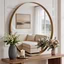 Bathroom Round Mirrors for Over Sink, 30 Inch Wall Circle Mirror with Matte Metal Frame, Modern Wall Mount Vanity Mirror for Home Decor, Living Room, Bedroom, Gold