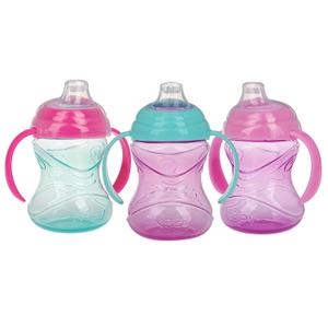 Nuby Clik-It Grip N' Sip Soft Spout No-Spill Training Sippy Cup with Handles - (3-Pack) 10 oz - 4+ Months - Aqua/Purple/Pink Nuby Clik-It Grip N' Sip Soft Spout No-Spill Training Sippy Cup with Handles - (3-Pack) 10 oz - 4+ Months - Aqua/Purple/Pink