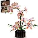 Orchid Building Sets Artificial Flowers Plant Gifts Her Adults Girls Botanical Collection for Home Kitchen Desk Decor (Pink)