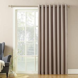 Sun Zero Barrow Energy Efficient Grommet Sliding Patio Door Curtain Panel, 100" x 84", Stone