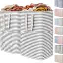 Lifewit 2 Pack Laundry Basket 80L Each, Collapsible Clothes Hamper with Reinforced Handles, Freestanding Waterproof Design for Bedroom and Laundry Room, Grey 160L Total