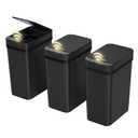 FRESHLIX 3 Pack Bathroom Can 2.6 Gallon Small Touchless Automatic Motion Sensor Cans Slim Waterproof Garbage Bin with Lid for Kitchen, Office, Bedroom Black