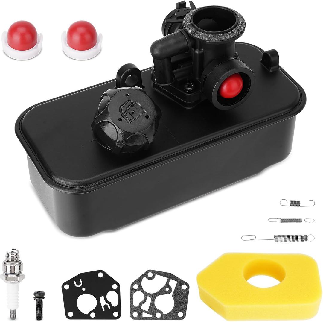 498809 Fuel Gas Tank and 795469 Carburetor Kit Compatible with Briggs & Stratton 9J900 9L900 9S500 9B900 9C900 9D900 9E900 Series Engine Replace# 494406 795477 794147 699660 794161 498811 498809A
