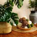 USMOLA 18Pcs Decorative Balls for Centerpiece Bowl - 6Pcs Fake Moss Balls + 12Pcs Rattan Wicker Balls, Artificial Moss Decorative Balls Vase Fillers for Home Garden Wedding Party Decor (Rustic), 2-3.5 inches